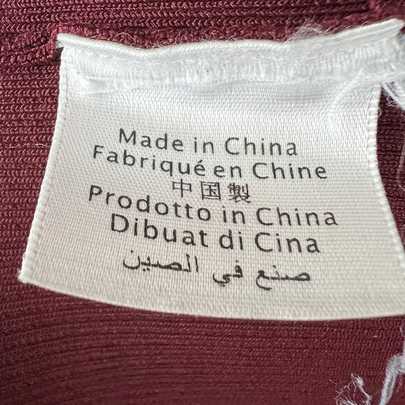 3.1 Phillip Lim Burgundy Ribbed Top Long Sleeves Pleated Cuffs Crewneck Size S - Picture 8 of 8